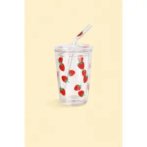 Sweet Strawberry Straw Glass