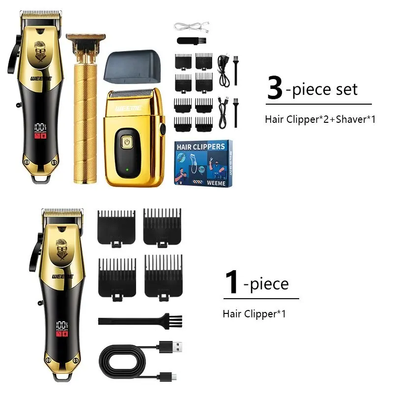 Weeme Electric Shaver Set, USB Rechargeable Trimmer, Includes Limit Comb, Lightweight Portable, Ideal for Travel and Home Use, Shaver Combo, Cordless Portable Shaver