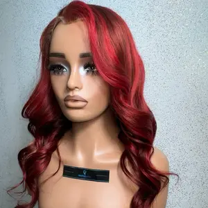 Red Beauty-24” 100% Human Hair Frontal Wig with 13x4 Transparent Lace, 180% Density, Pre-Cut & Pre-Plucked for Easy Styling