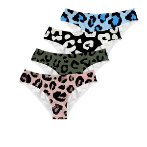Men's Leopard Print Triangle Swim Briefs 4-Pack Assorted, Wild Animal Graphic Swimwear Variety Set, Quick-Dry Elastic Waist Beach Pool Trunks, Sexy Summer Swim Shorts for Men Multi-Pack