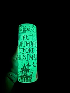 Glow-in-the-Dark Nightmare Before Christmas 20oz Stainless Steel Tumbler | Insulated & Custom Design | Perfect for Halloween Lovers