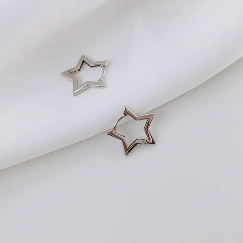 Minimalist Hollow Out Star Design Hoop Earrings, Casual Simple Personalized Jewelry for Women Girls, Summer Trendy Fashion Accessories for Daily Wear