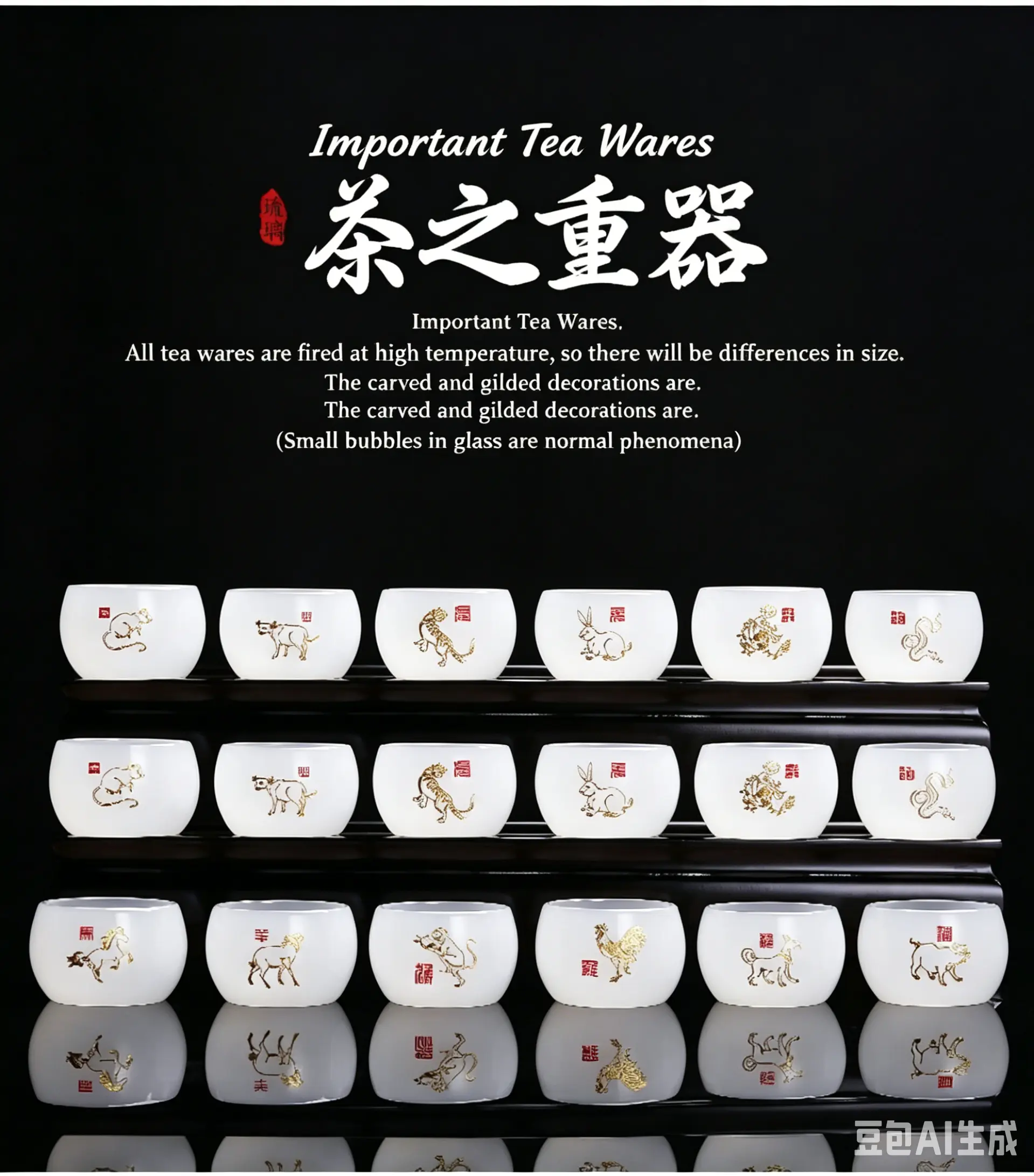 Chinese Zodiac Liuli Tea Cup – Handcrafted Glass Meditation Cup with Gold Gilding – 12 Animal Signs Available – Personal Tea Cup for Gongfu Tea – Zodiac Gift for Yourself & Loved Ones