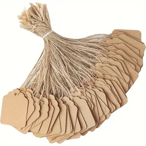 500pcs Kraft Paper Hang Tags with Strings, Blank Price Tags for Labeling, Writable Display Labels for Jewelry & Clothing