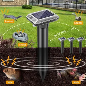 4 Packs Animal Repellent Device, 2026 Upgraded Solar Powered Ultrasonic Snake Repellent, Waterproof IP65, Cat Repellent Outdoor for Lawns Garden&Yard, Rodent Repeller for Snake, Mole, Raccoon , Deer, Gopher, Cat, Dog