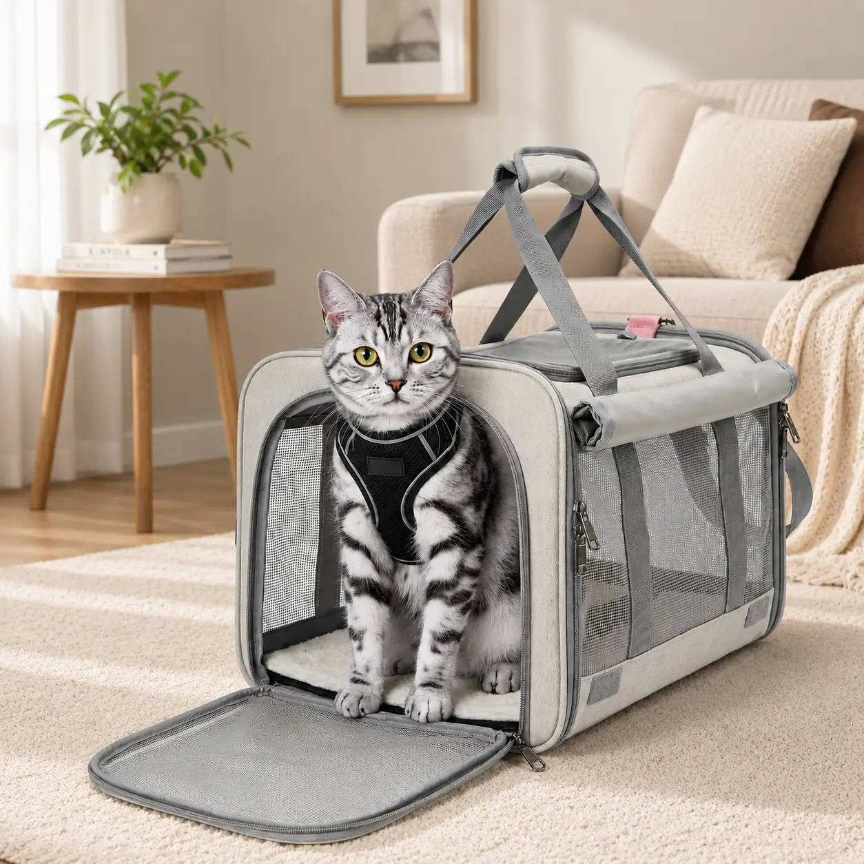 Soft-Sided Pet Carrier for Large Cats | Cat Stuff for Indoor & Travel Bag Medium Cat 20lbs Washable with Privacy Curtains Home Outdoor | pet stuff