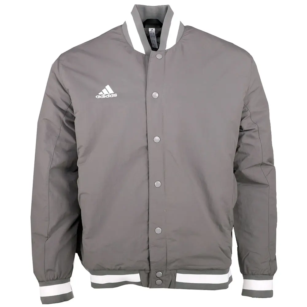 adidas Mens Dugout Coaches Button Up Baseball Jacket Athletic Outerwear Casual - Grey