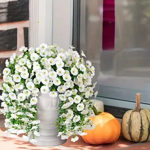 4-Pack Artificial Morning Glories Outdoor Faux Flowers with Elegant Flower Design, 8 Color Options, Maintenance-Free, UV-Resistant, Lifelike Hanging Plants, Artificial Flower Arrangements for Home Decor