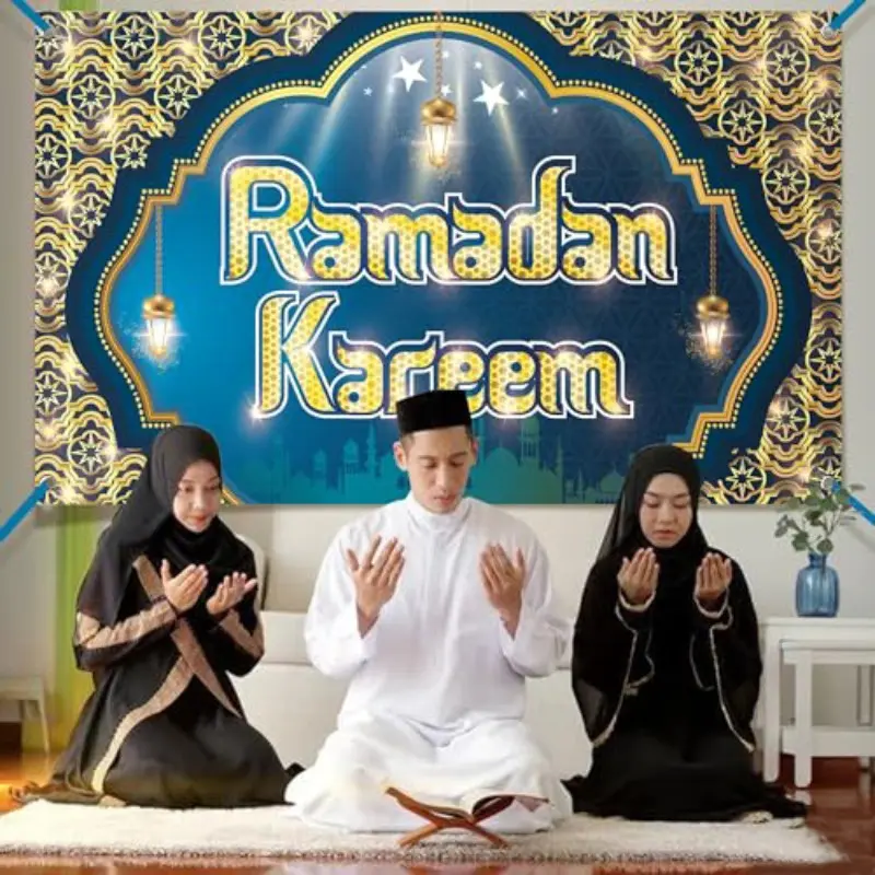 2D Flat Banner 1pc, Giant Ramadan Kareem Banner, Ramadan Decoration, Eid Mubarak Banner, No Power Required, Pull Flag Banner