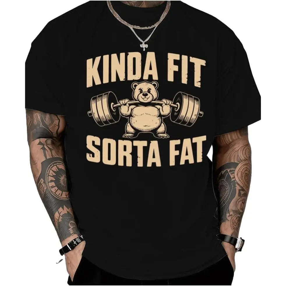 Funny Weightlifting Bear Tee – 100% Cotton Heavyweight Gym Shirt