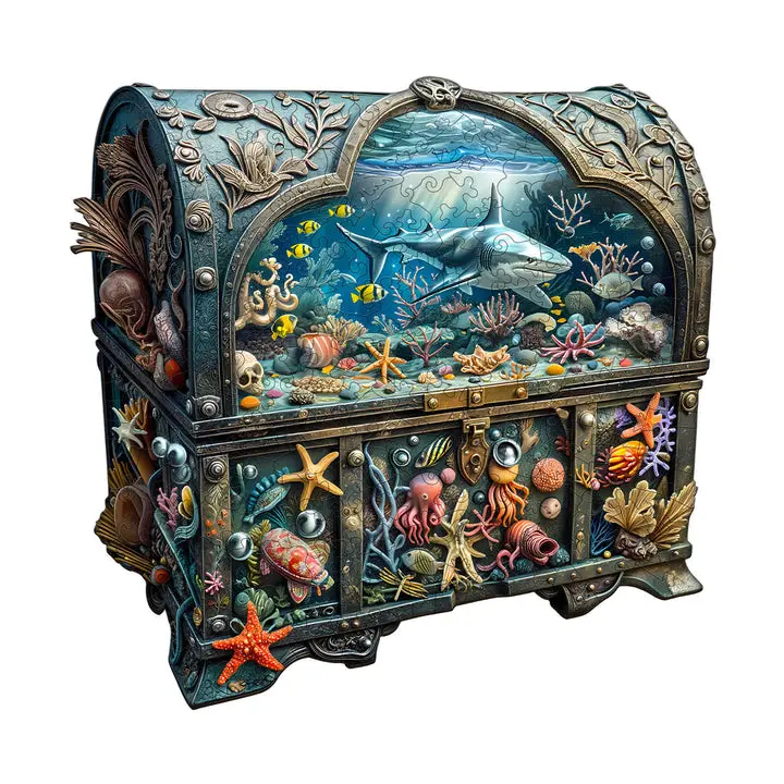 Treasure Chest Ocean-2 Wood Puzzle, Creative Jigsaw Kit with Interlocking Cognitive Wooden Pieces, Memory Training & Observation Mind Game Toy with Gift Packaging, Wood Puzzles, Creative Puzzle