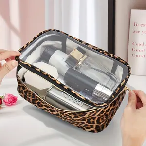Portable Leopard Print Makeup Bag – Stylish Travel Cosmetic Pouch & Toiletry Organizer, Compact and Durable for Daily Use, Travel Cosmetic Bags
