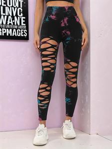 women's tie dye print ripped high waist sports leggings, casual comfy breathable skinny pants for yoga gym workout running, legging fitness, tight leggings, sports bottoms, high waisted legging, yoga training pants, fitness summer bottoms