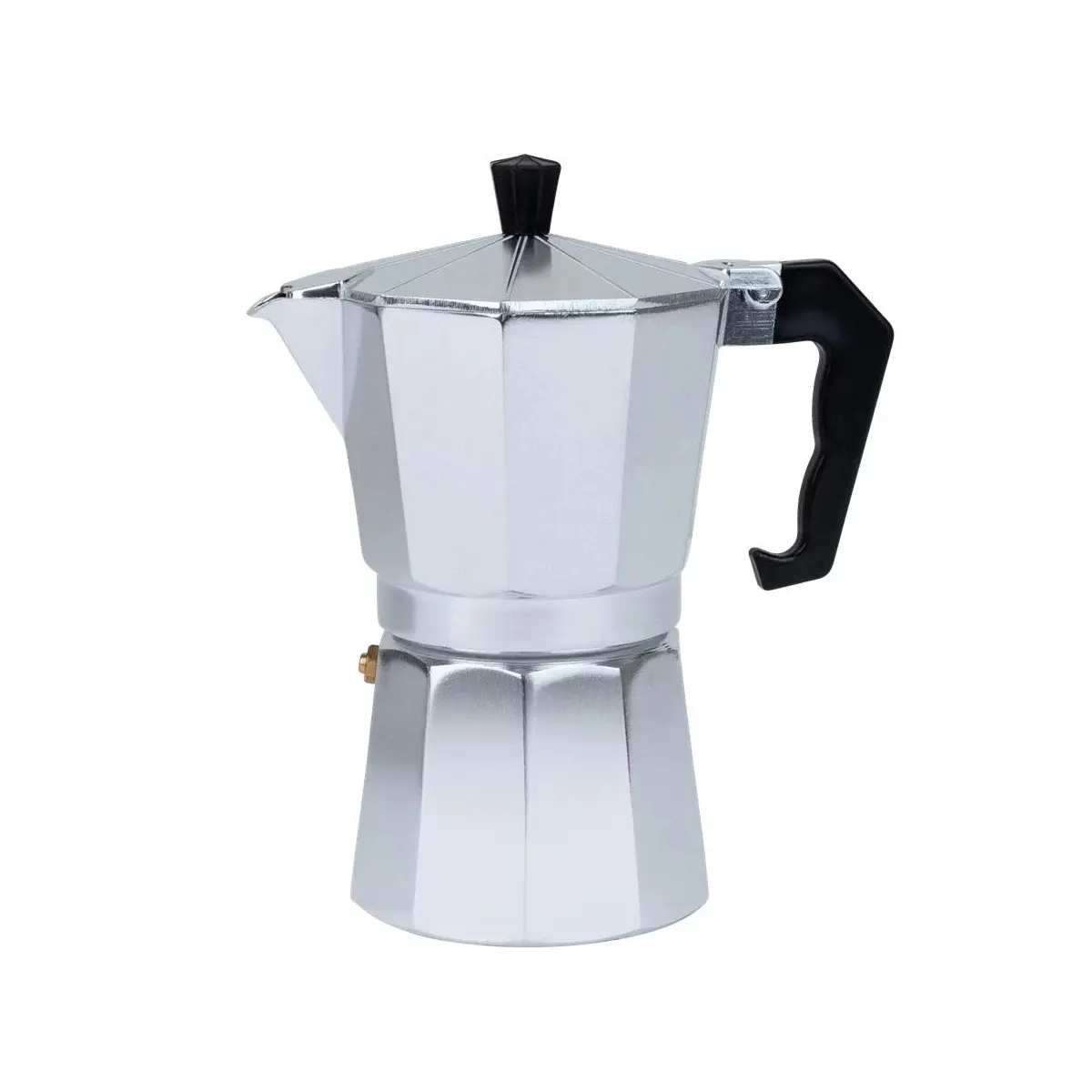 6-Cup Aluminium Moka Pot, Durable Stove-Top Coffee Brewer for Home Baristas, Classic Moka Form Adds Café Charm, Compact Body Fits Small Kitchens, 1 Standard Mug Coffee Equipment
