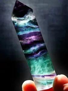 1PC Rare Green and Purple Multicolor Fluorite Tower, Rainbow Fluorite Tower Point, Gifts and Jewelry Accessories, Home Collection Art Decoration, Holiday Gift, Natural healing crystal, Crystal Enthusiasts, Gemstone Tower, Unique Crystals