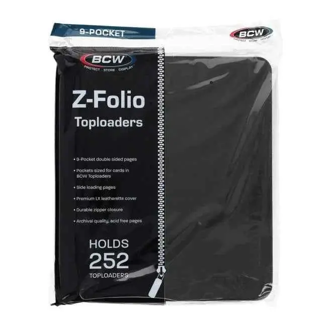 BCW Z-Folio LX 9-Pocket Trading Card Top Loader Binder | Premium Zippered Card Album