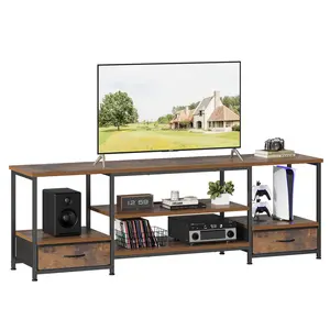 TV Cabinet , Media Console with USB Charging Station (2AC Outlets & Type-C), Entertainment Center with Storage Shelves & Fabric Drawers