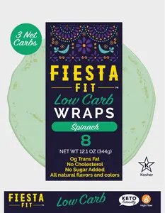 Fiesta Fit Low Carb Wraps Spinach Flavor- Pack of 3