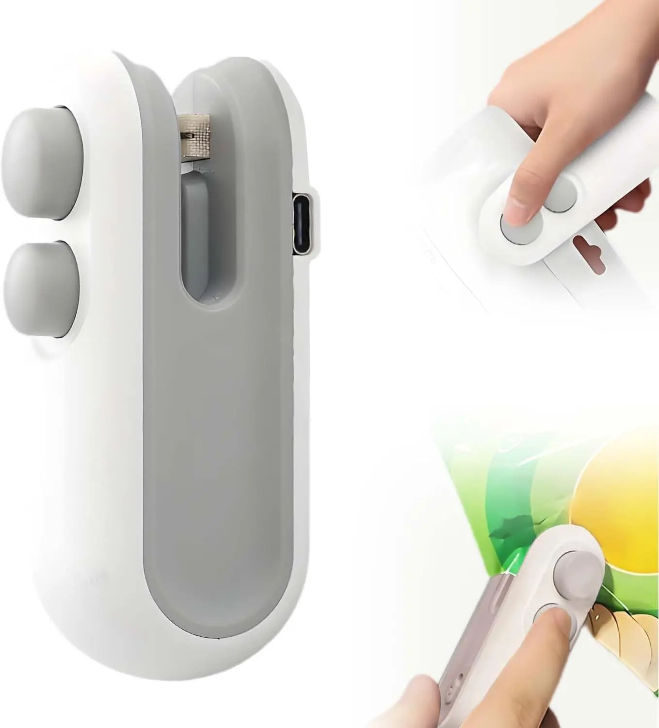 Mini Bag Sealer, Upgraded 2 in 1 Sealer with Cutter and Magnet, USB Rechargeable Chip Bag Heat Seal, Portable Handheld Resealer Machine for Plastic Bags Snack Bags Food Storage