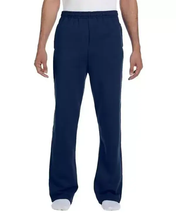 Jerzees 974MP Men's Casual 8 oz. NuBlend® Cotton-Polyester Fleece Sweatpants - Black Heather, Elastic Waist with Inside Drawcord, Differential Rise, Double-Hem, High-Stitch Density, Smooth Finish, Solid Color, Side-Entry Jersey-Lined Pockets, Open-Bottom