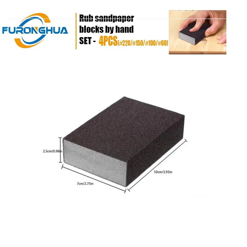 4-Pack Heavy Duty Dense Foam Sanding Sponge Blocks, Washable Reusable, Ergonomic Grip, Multi-Surface Abrasive Tools for Wood, Drywall, Metal, Glass Polishing, DIY Home Renovation