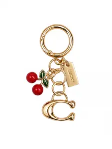 Cherry Keychain Bag Charm, Lucky Letter C Gold Plated Key Ring, Aesthetic Bag Accessory for Women, Cute Cherry Pendant Key Holder for Car Keys & Purse, Fashion Gift