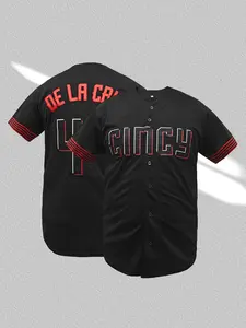 Men's Baseball Jersey, Embroidered Letter & Number Design, Breathable Quick-Dry Short Sleeve Tee, Sporty Fitted Casual Top, Sports Top, Athletic Tops