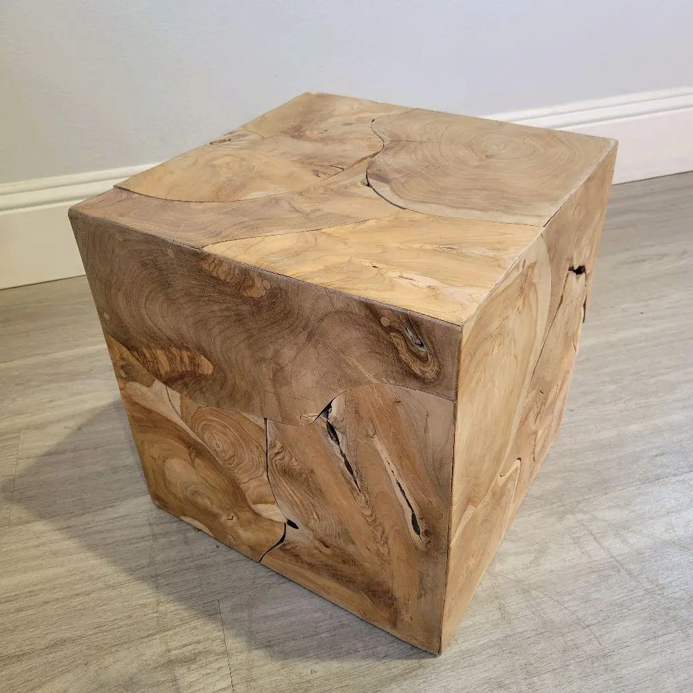 Teak Block Side Table - 16" Cube