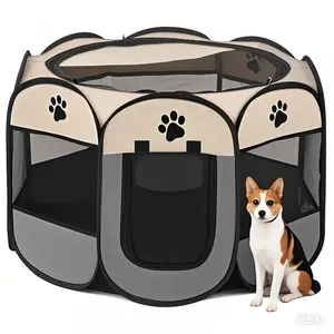 Exercise Puppy Playpen for Dogs - Foldable, Portable Octagon Design, Removable Zipper, Indoor/Outdoor Use (Cat-Compatible)