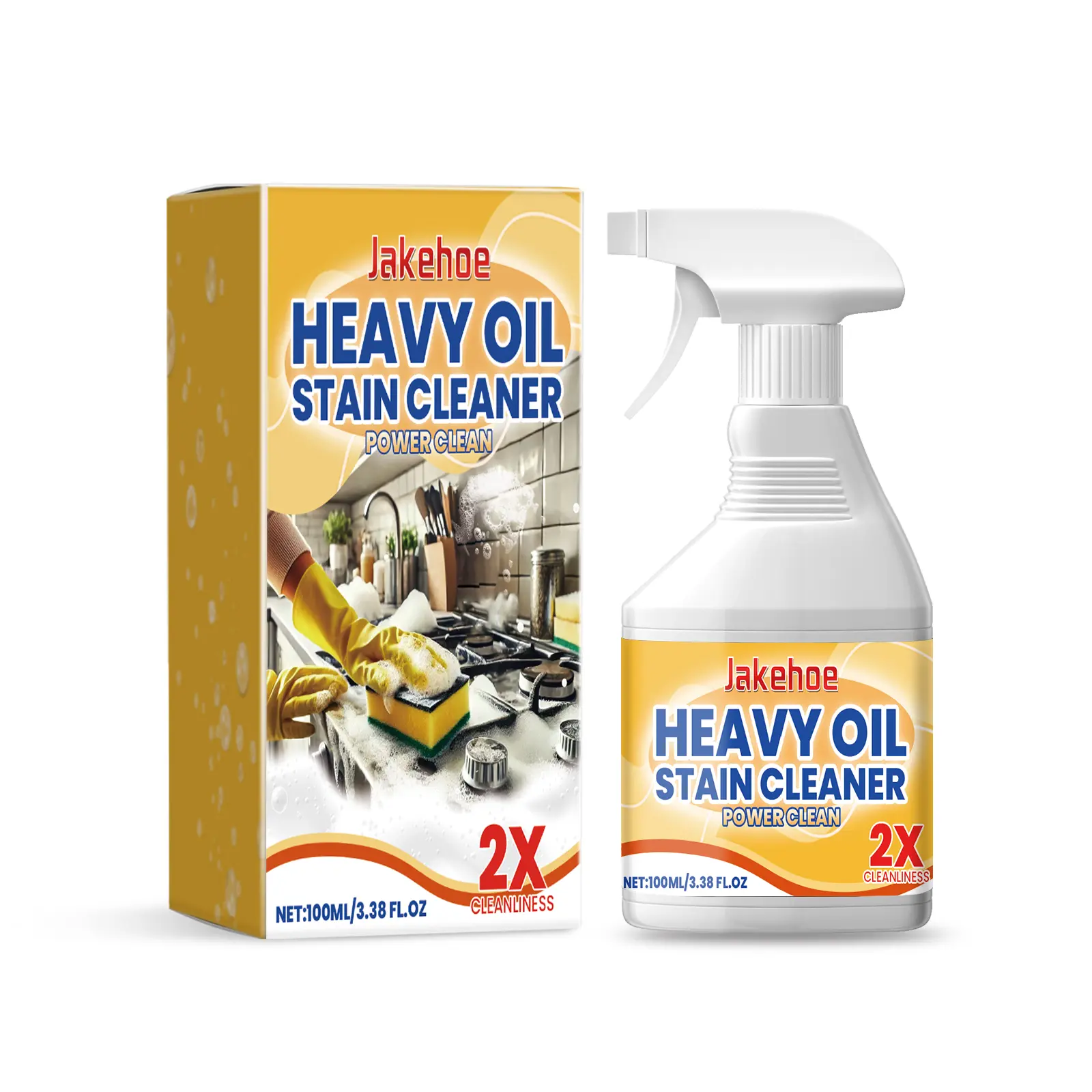 JAKEHOE Heavy Oil Stain Cleaner – Heavy Duty Kitchen Degreaser Spray for Stove, Range Hood & Oven, Powerful Grease Remover for Stubborn Grime