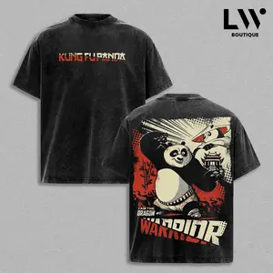 "Dragon Warrior" Kung Fu Panda Vintage Washed T-Shirt | Po & Shifu Heavyweight Graphic Tee | Oversized Retro Streetwear
