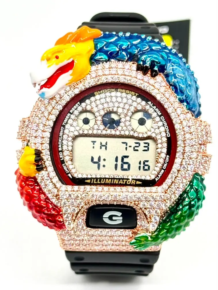 Customized Casio G-Shock with Real Moissanite Watch | New with Tage | Model 3529