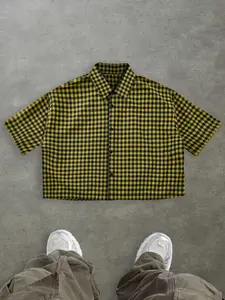 Men's Regular Fit Plaid Checkered Print Short Sleeve Shirt, Casual Street Comfy Top for Summer, Fashion Men's Clothes for Daily Wear, Menswear