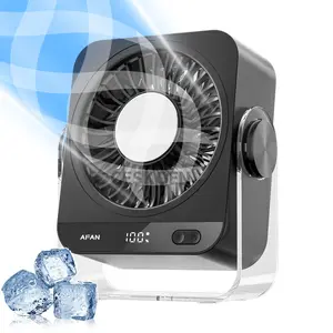 Desk Fan With Cold Compress, Table Fan with Turbo Airflow 199 Speeds 130° Rotating, Digital Display, Rechargeable USB Desktop Fans for Bedroom Home Office Summer Essentials, Multifunctional Cooling Fan