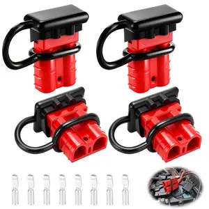 Mindow Red Battery Quick Connect/Disconnect with Dust Covers, Compatible with Anderson Connector for Car/RV/Truck/Winch/Trailer/Traction System