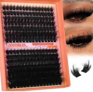 Thick Lash Clusters With Spikes 180D+280D Volume Eyelash Clusters 12-22MM Long Manga Lash Extension Spiky Cluster Eyelash Extensions 224Pcs Manga Individual Lashes DIY at Home by Anforlin