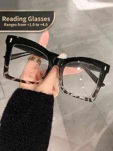 Retro Cat-Eye Lightweight Reading Glasses for Men and Women, Clear and Transparent, Suitable for Computer Reading with +1.0 to +4.0 Magnification,christmas gifts, Square Frame Eyeglasses