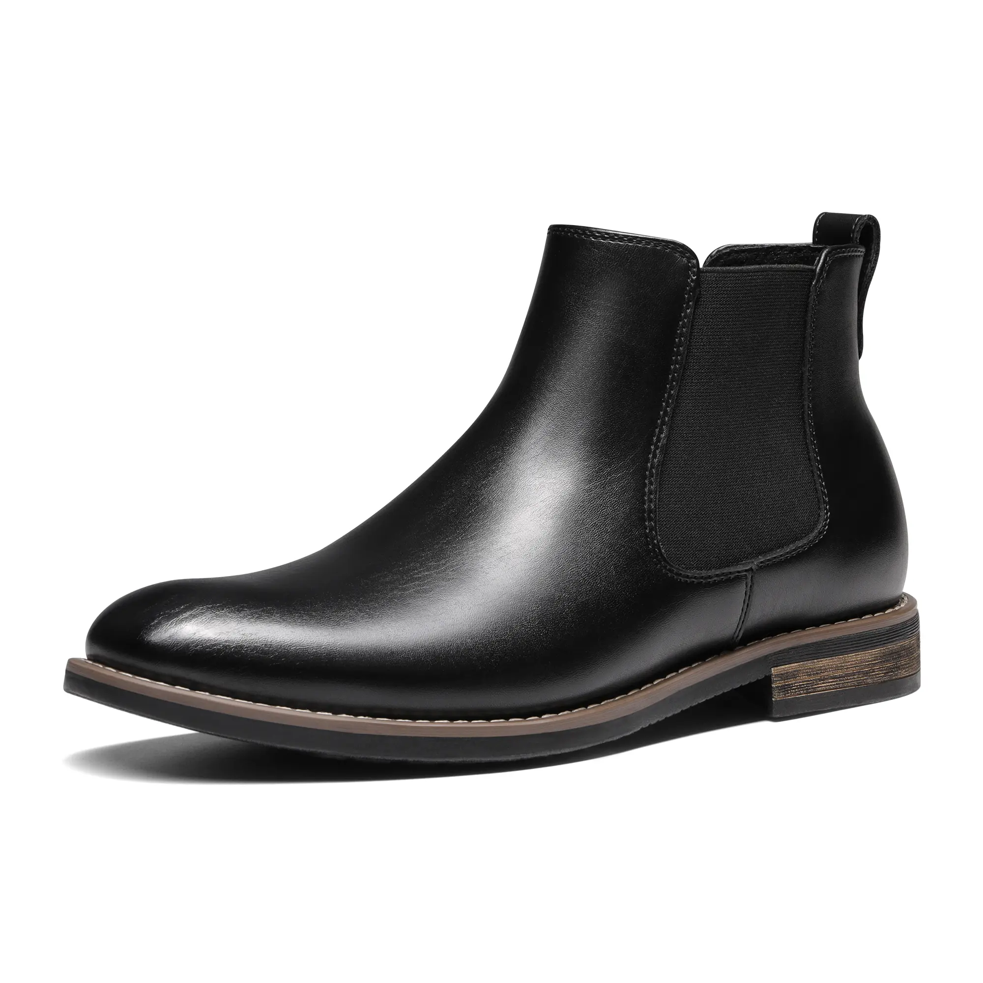 【BRUNO MARC Anniversary】 Men's Vegan Leather Dress Chelsea Boots - Closed Ankle-Height Walking Shoes with Elastic Gussets, Black Shoes for Men tiktokshopbacktoschool