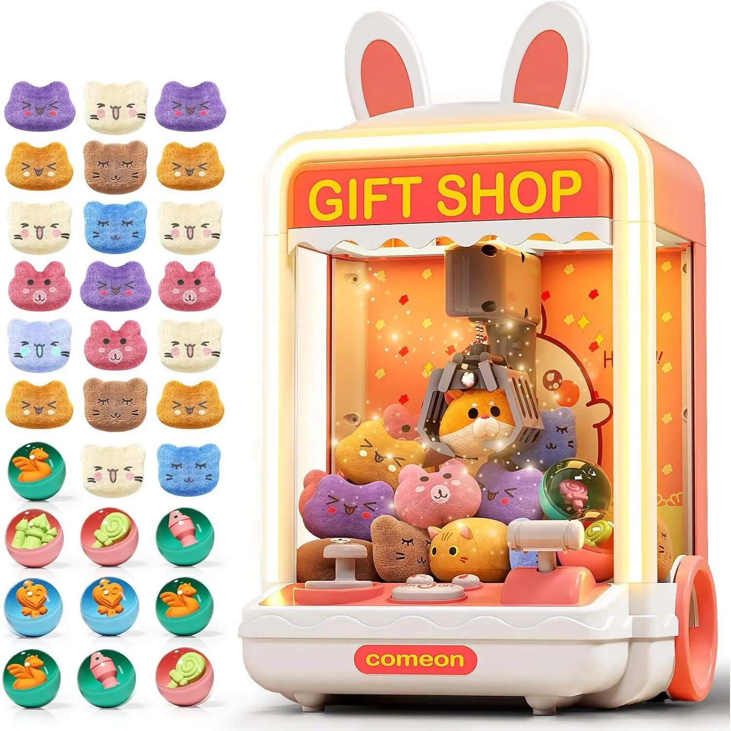30 PCS Mini Claw Machines for Kids, Electronic Prize Dispensers with LED Lights & Sound & Surprise, 60-Second Challenge Family Doll Play Game Toy for 3-6 Year Olds, Party Entertainment for Birthday Parties & Easter Eggs