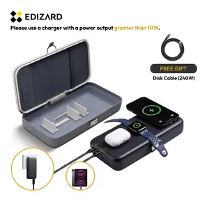 【USE 65W Charger】EDIZARD PowerCube 4-IN-1 Qi2 Charging & Organizing Box - Customizable Storage for Fast Charging Up to 2X Faster - Leather & Cationic Oxford Fabric  Cellphone Electronic charger