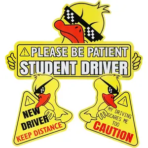 New Driver Magnet for Car, 3pcs Cute Duck Car Magnets Student Driver Sign,Car Bumper Student Driver Reflective Sign,Car Exterior Accessories