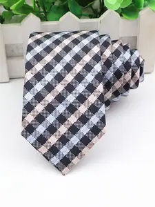 Men's Solid Color 6cm Tie, Horizontal Striped Pattern, Lightweight Design, Suitable for Business, Parties, Daily Wear, Casual Style, Plaid Print Tie, Casual Elegant Tie