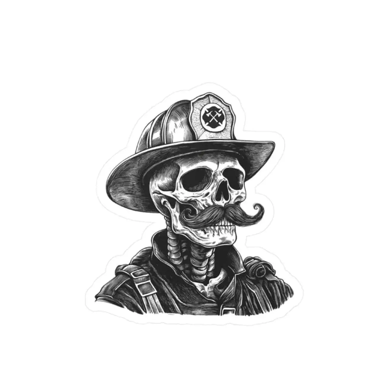 Skeleton firefighter vinyl sticker, Firefighting Humor Sticker, Laptop Water Bottle Decal Sticker