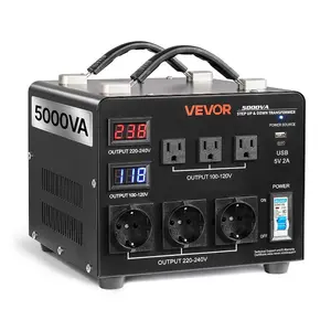 Summervibes VEVOR Voltage Converter Transformer, 1000VA, Heavy Duty Step Up/Down Power Transformer, Convert from 110V to 220V and 220V to 110V, with US Outlets, EU Outlets, Power Cord, Circuit Breaker ProtectionVEVOR Super Brand Day