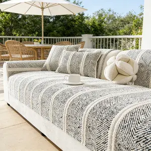 1 Piece Minimalist Sofa Cover, Herringbone Texture Design, Scratch-Resistant, Dustproof, Non-Slip, Stain-Resistant & Pet-Friendly Sofa Protector, Couch Protector, Fits 1/2/3/4 Seater Sofas, All-Season Indoor/Outdoor Sofa Cover, Washable Sofa Slipcover