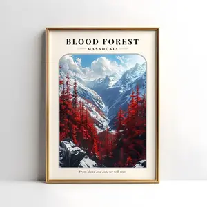 From Blood and Ash "Blood Forest" Unframed Poster - Atlantia Skotos Mountains Landscape Print - Jennifer L. Armentrout Bookish Decor - Fantasy Wall Art