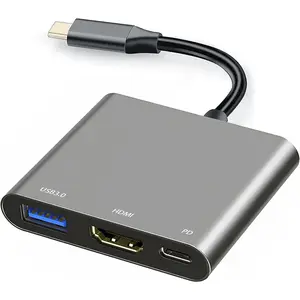 to HDMI Multiport Adapter with Charging Port, USB C Laptop Docking Stations For Monitor, Extend Display, USB-C to USB-A Converter 10Gbps, USBC 4K HDMI Hub Dongle For iPad, MacBook, Laptop