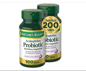 Nature's Bounty Acidophilus Probiotic, Daily Probiotic Supplement, Digestive Health, 200 Tablets, Twin Pack