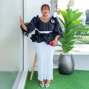 Women's Dress White / Blue Plus Size Evening Dresses for Women African Luxury Sequin Gown Elegant Turkey Wedding guest Party Long Dress Ankara Ladies Clothing valentine's day red carpet vacation goddess