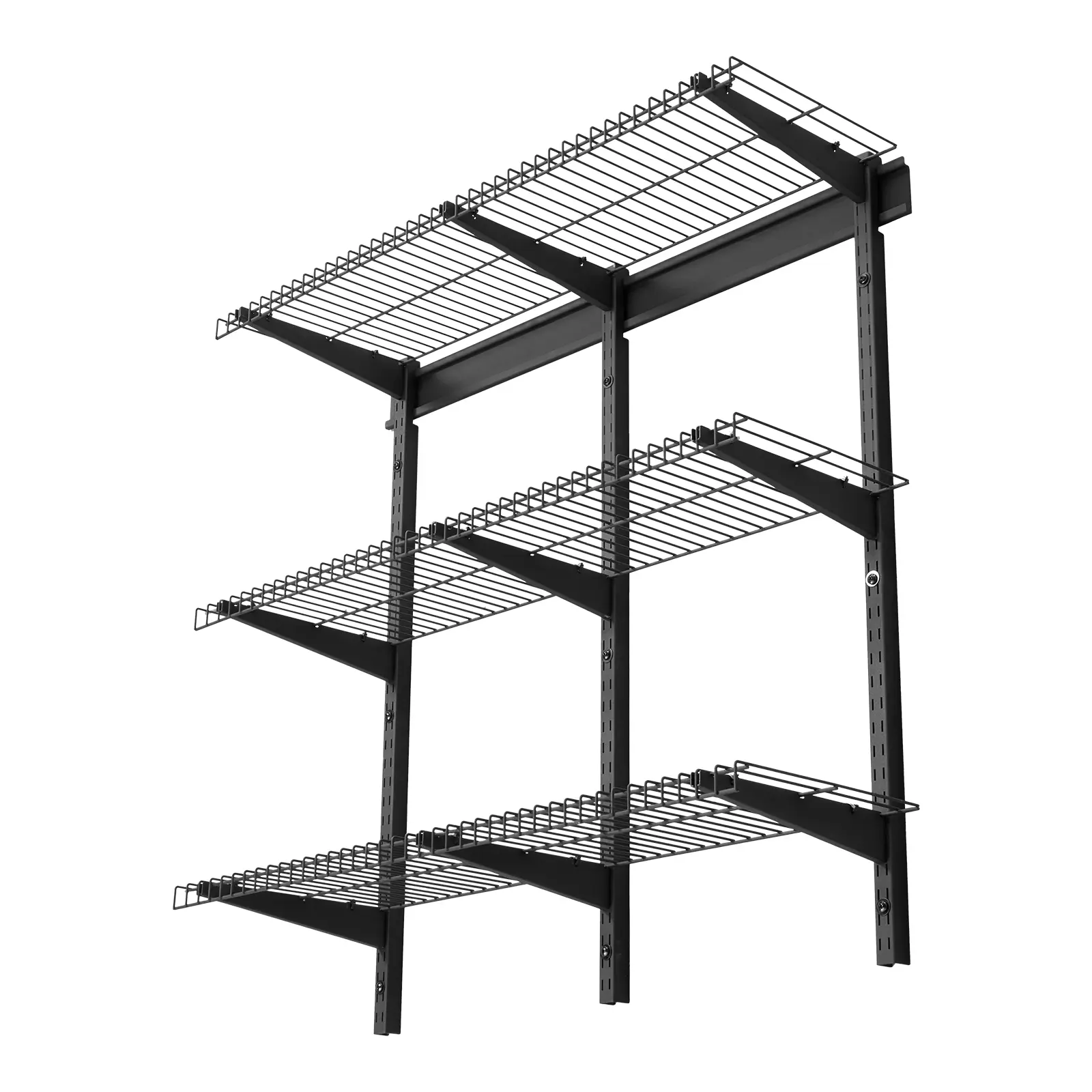 VEVOR Sturdy 3-Layer Heavy Duty Wall-Mounted Garage Steel Organiser, 0.9x3 ft Adjustable Floating Storage System Shelf, 11x36 in Per Shelf, 450lbs Total Capacity, Universal Black Bracket Rack (Father's Day Gift), Garage Organization, Closet Storage